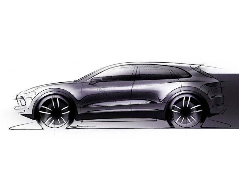 Porsche showed the silhouette of the new Cayenne